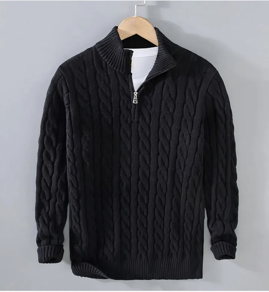 Men's Half-Turtleneck Zipper Sweater